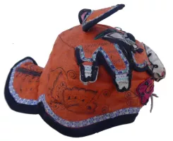 695 Butterfly-Inked Orange Tiger Han Chinese Child's Hat