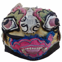 702 Yellow Silk Ink-Drawn Tiger Chinese Child's Hat