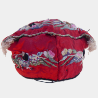 726 Embroidered Red Silk Songtao Miao Dog Style Child's Hat