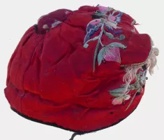 726 Embroidered Red Silk Songtao Miao Dog Style Child's Hat