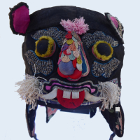 729 Colorful Nosed Black Silk Han Chinese Tiger Hat