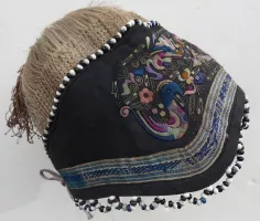 740 Rare Antique Yao Horsehair Embroidered Hat