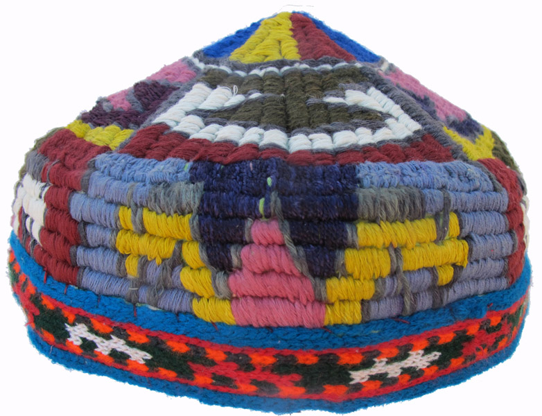 527 Colorful Embroidered Ribbed Hat Surkhandarya Uzbekistan