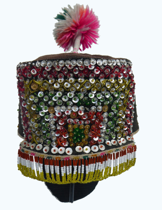 766 Rare Tarabuco Bolivia Womans Wool Crocheted Sequined Hat